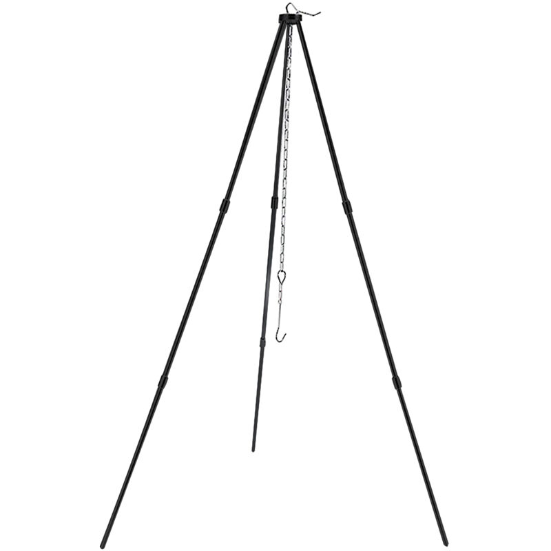 foto del prodotto telaio per treppiede per barbecue con catena e gancio, borsa di stoccaggio, altezza regolabile, supporto per treppiede da campeggio per fuoco aperto,
