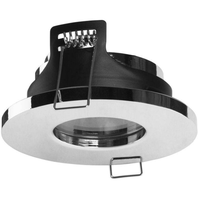 foto del prodotto telaio plafoniera da incasso a soffitto di 85mm di diametro per lampadina gu10 in cromo