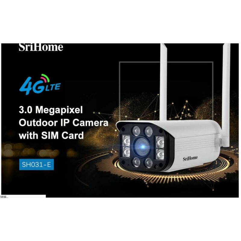 foto del prodotto telecamera 4g ip srihome sh031-e sorveglianza sicura e affidabile con video hd, audio in out, sd card onvif p2p.