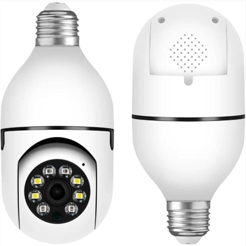 foto del prodotto telecamera a lampadina wifi esterna, telecamera di sicurezza intelligente 1080p, telecamera a lampadina wireless a 360 gradi
