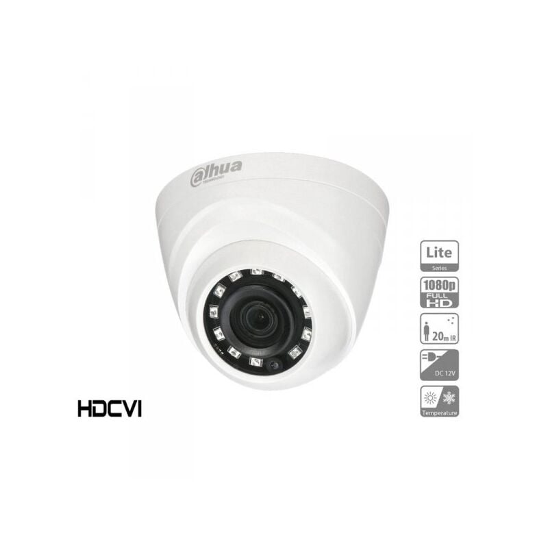 foto del prodotto telecamera analogica dome 1080p 2mp ottica fissa 2.8mm ip67 dc12v hdcvi smart ir carcassa plastica dahua hac hdw1200rp