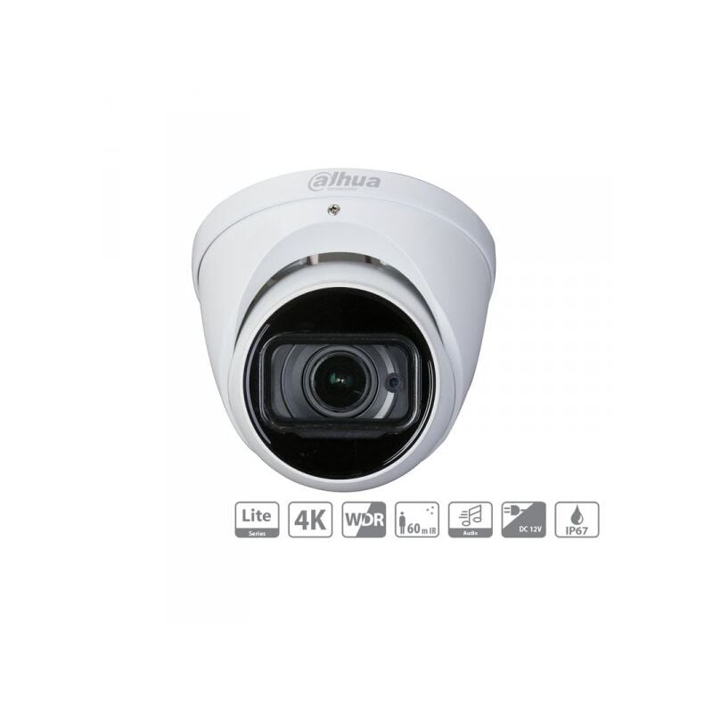foto del prodotto telecamera analogica dome 4k 8mp ottica varifocale 2.7 13.5mm motorizzata ip67 12v ir eyeball dahua dh hac hdw1801t z