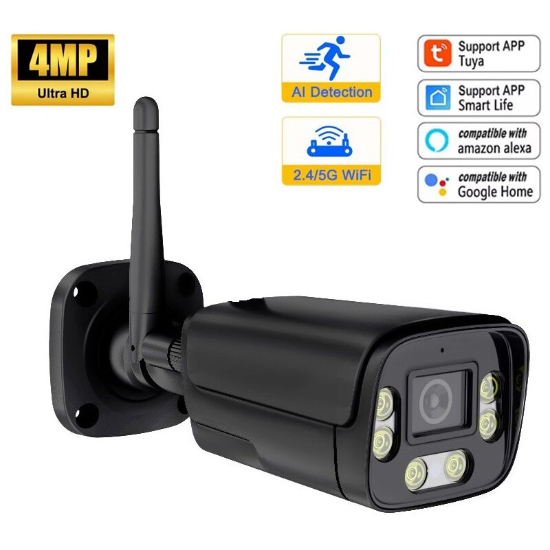 foto del prodotto telecamera bullet smart wifi dual band 2.4g e 5g black edition 4.0 mp tuya