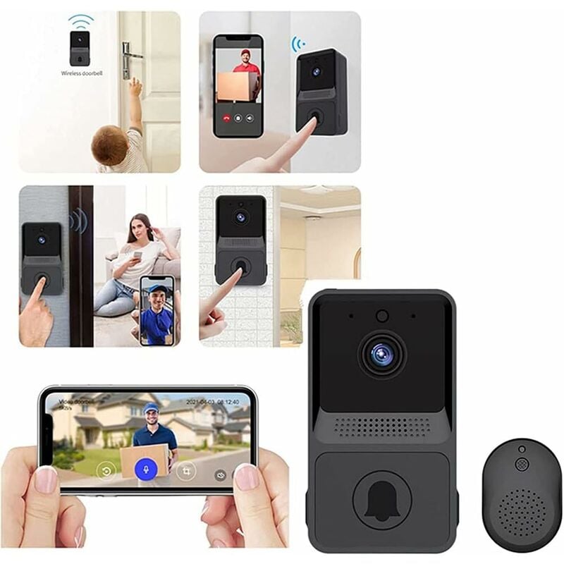 foto del prodotto telecamera campanello wireless, videocitofono con videocamera, campanello video remoto intelligente, campanello visivo intelligente, citofono,
