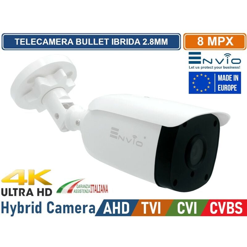 foto del prodotto telecamera cctv videosorveglianza bullet ibrida 4in1 ahd tvi cvi cvbs 8mp 4k ultra hd 2.8mm 30 metri da esterno