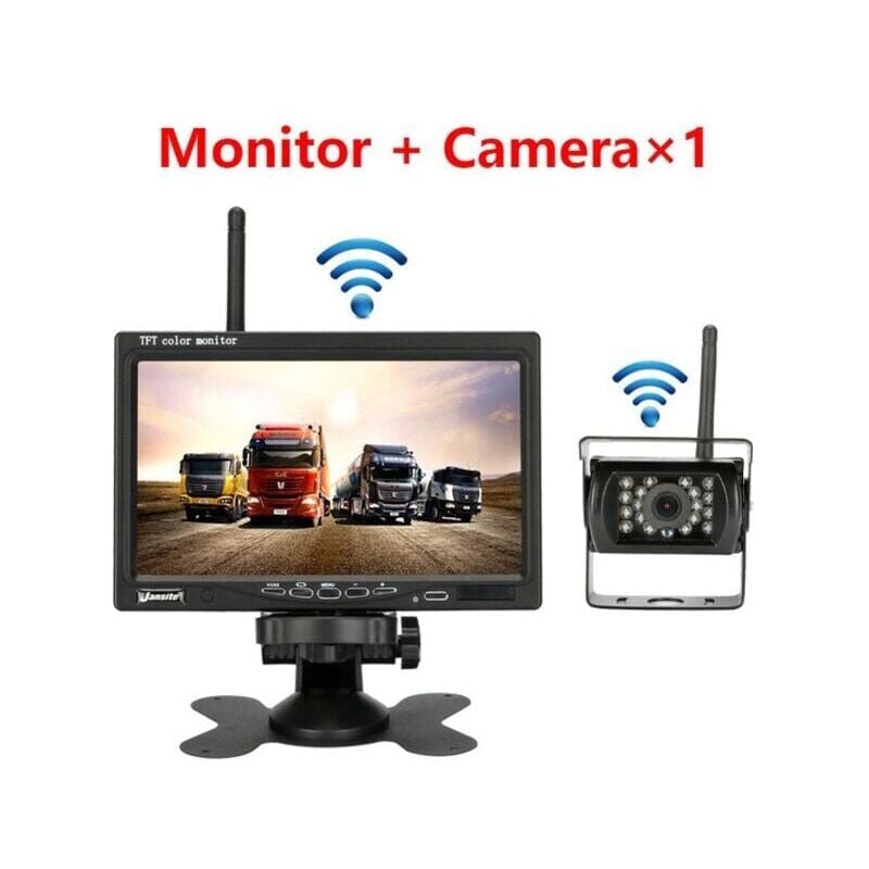 foto del prodotto telecamera di retromarcia wireless per veicoli con monitor lcd da 7 pollici per camion, autobus, camper, rimorchio, escavatore 12v-24v impermeabile