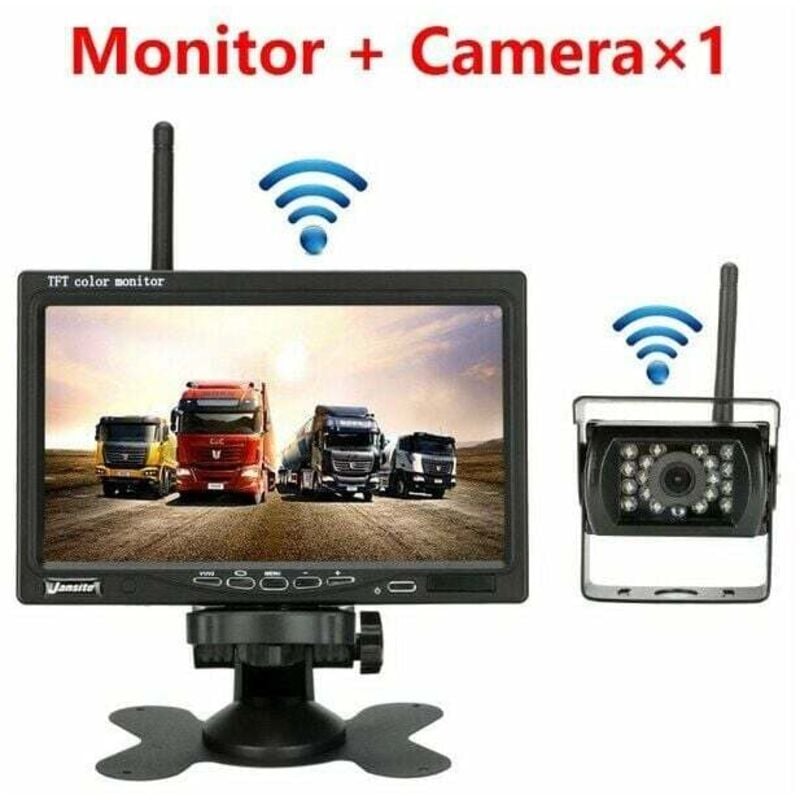 foto del prodotto telecamera di retromarcia wireless per veicoli monitor lcd da 7 pollici per camion, autobus, camper, rimorchio, escavatore 12v-24v impermeabile ip67