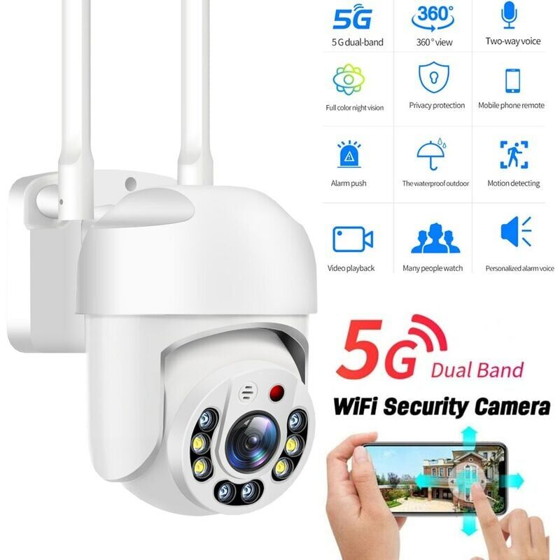 foto del prodotto telecamera di sorveglianza 5g wifi hd interfono bidirezionale controllo ptz visione notturna rilevamento del movimento e tracciamento automatico