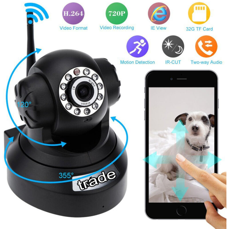 foto del prodotto telecamera di sorveglianza ip cam hd 720p wireless led ir lan motorizzata wifi trade shop traesio