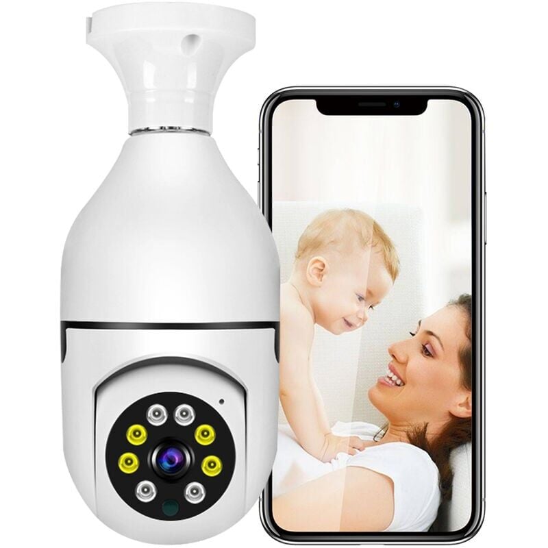 foto del prodotto telecamera di sorveglianza ip wi fi lampadina e27 zoom digitale 4x hd full color visione notturna monitoraggio automatico di persone monitor di