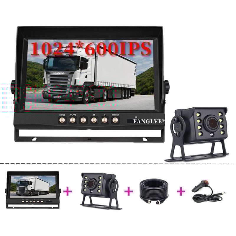 foto del prodotto telecamera di sorveglianza per interni esterni, telecamera di backup wireless da 2,4 ghz, monitor lcd da 9 pollici per camion, autobus, camper,