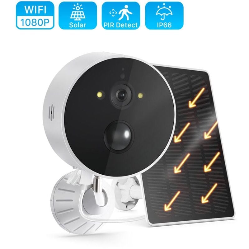 foto del prodotto telecamera di sorveglianza solare da esterno wifi full hd 1080p con batteria ricaricabile da 4600 mah telecamera ip con rilevamento umano
