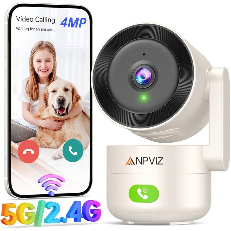 foto del prodotto telecamera di sorveglianza wifi per interni 2k 4mp 5ghz 2.4ghz, telecamera di sicurezza a 360 con rilevamento del movimento, telecamera di