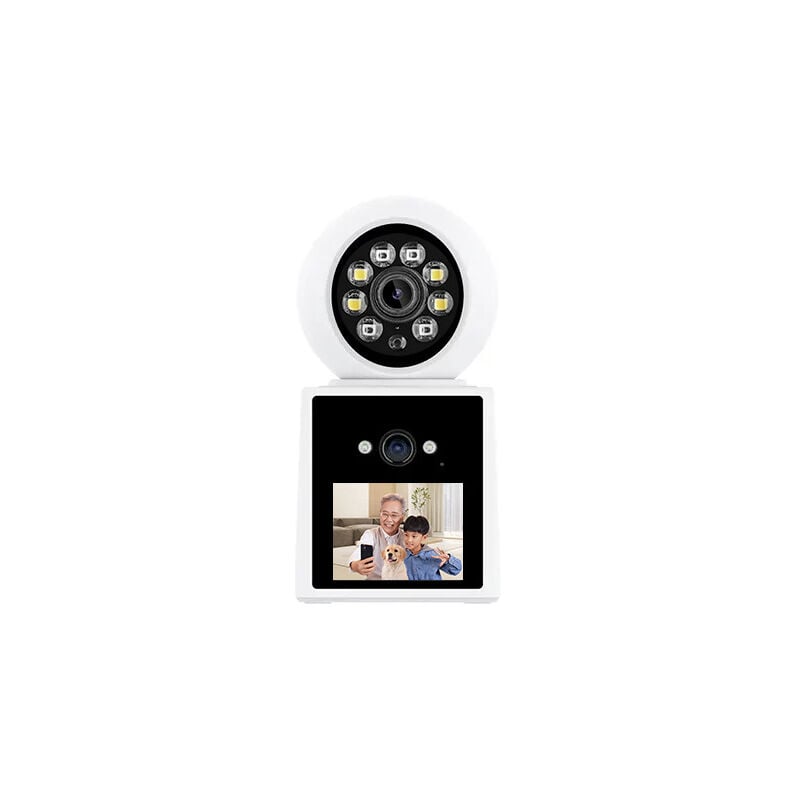 foto del prodotto telecamera di sorveglianza wifi per interni, telecamera di sorveglianza con schermo da 2,8 pollici, telecamera domestica a 360 per