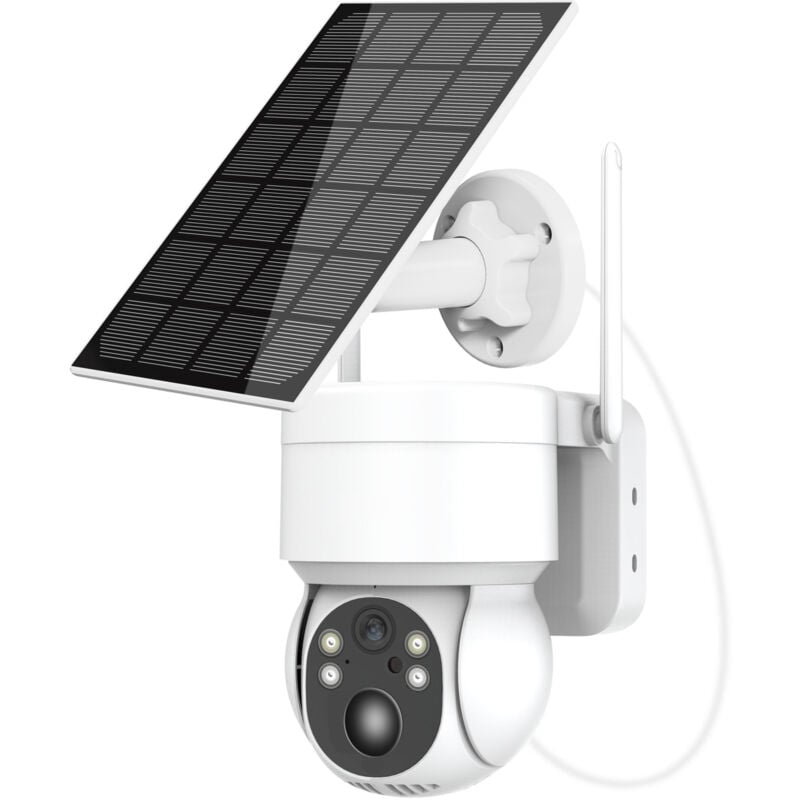 foto del prodotto telecamera di sorveglianza wireless wi fi per esterni con batteria e pannello solare, telecamera solare per esterni 2k 2,4 ghz, avviso pir