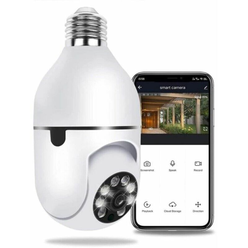 foto del prodotto telecamera e27 ip lampadina da interno 360 gradi wireless wi fi e27 ptz