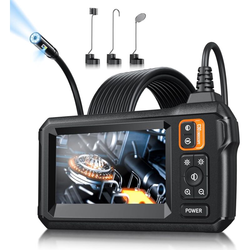 foto del prodotto telecamera endoscopica con luce, telecamera endoscopica impermeabile ip67 da 4,3 pollici 1080p hd, endoscopio industriale 5 m 