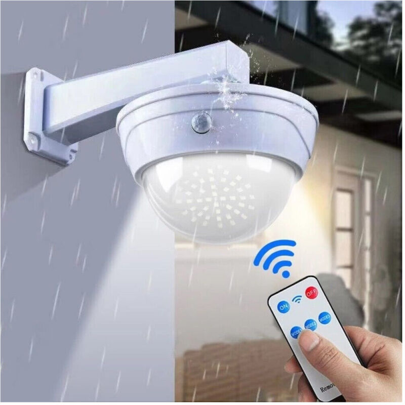 foto del prodotto telecamera finta con pannello solare con sensore di movimento 44led faretto luce - - trade shop traesio