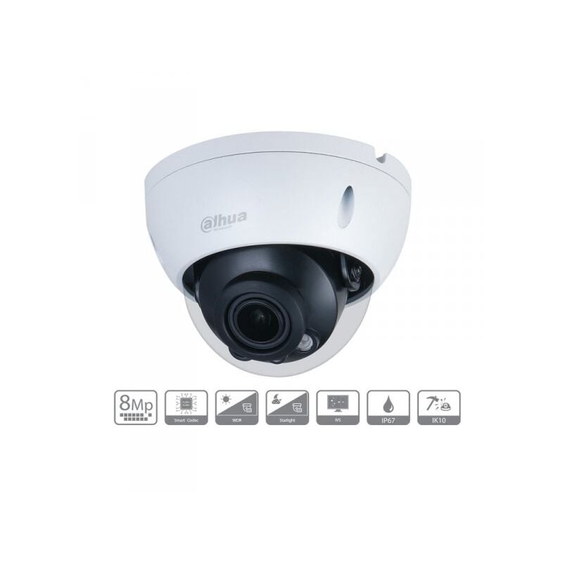foto del prodotto telecamera ip dome 4k 8mp ottica varifocale 2.7 13.5mm poe ip67 ik10 dahua dh ipc hdbw2831r zs s2