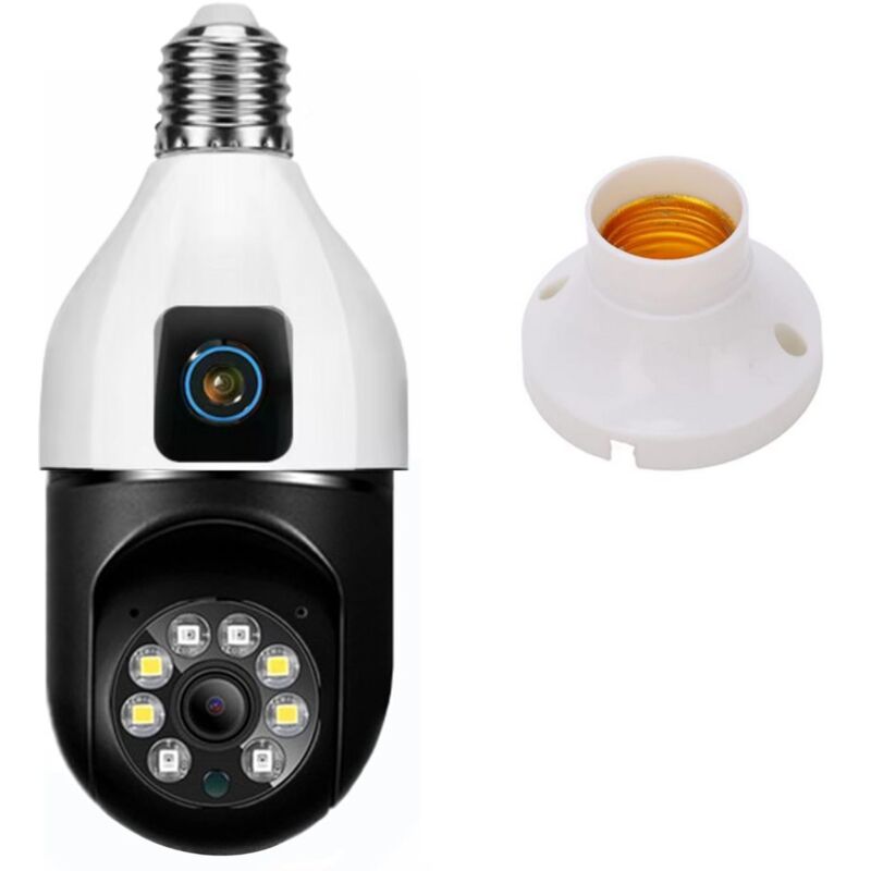 foto del prodotto telecamera lampadina doppio obiettivo camera interno wifi e27 videosorveglianza