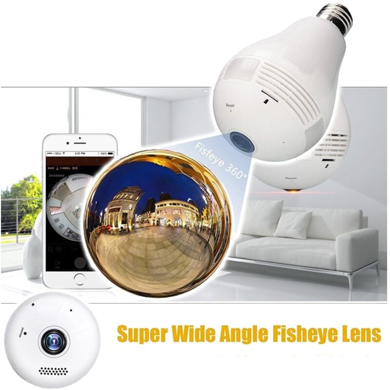 immagine 0 del prodotto telecamera lampadina hd 360 hd wifi p2p ir 960p gestibile da app android ios trade shop traesio