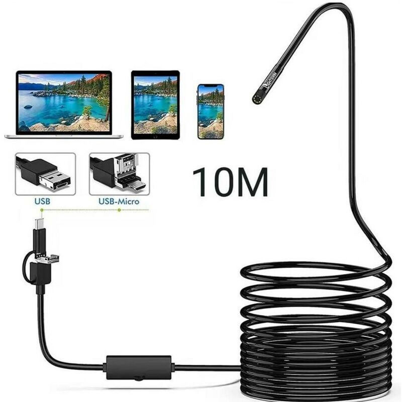 foto del prodotto telecamera mini endoscopica led camera ispezione flessibile 10m ingresso microusb