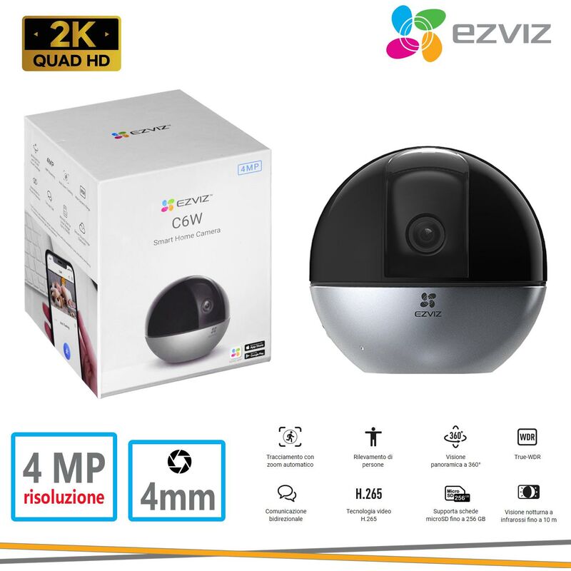 foto del prodotto telecamera pt da interno 2mp wi fi 2.4 ghz ethernet ezviz