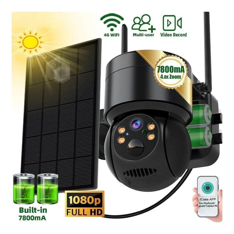 foto del prodotto telecamera ptz wireless solare wifi esterno 4mp hd telecamera di videosorveglianza con batteria incorporata applicazione icsee in standby lungo