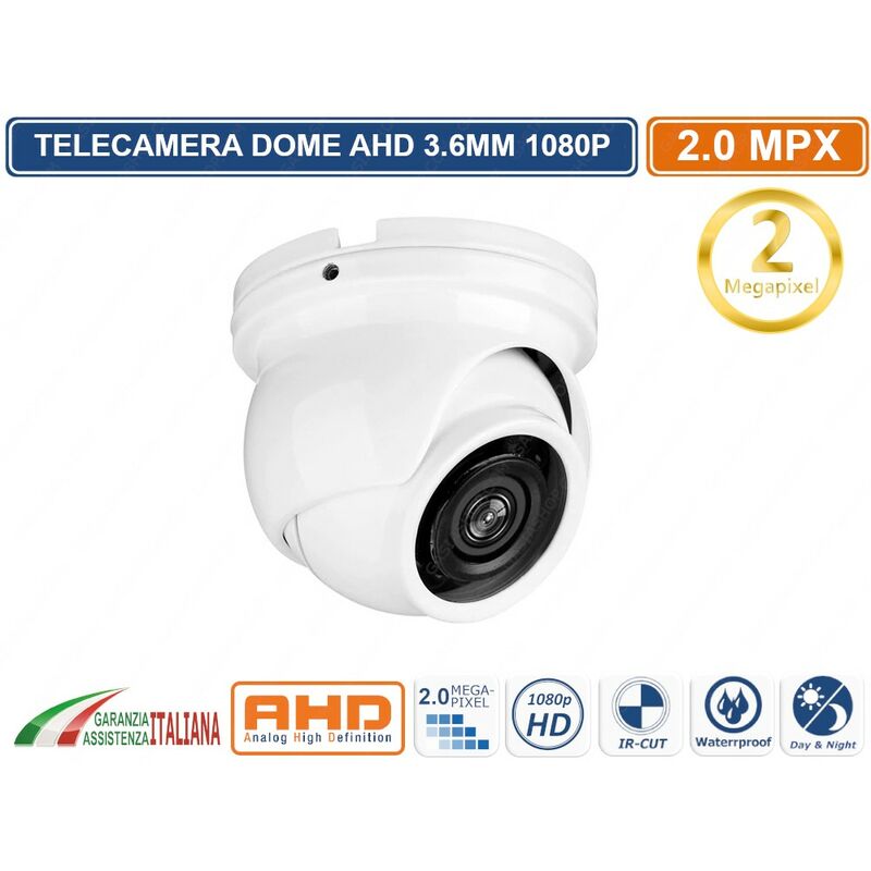 foto del prodotto telecamera videosorveglianza mini dome ahd 3.6mm 2mp full hd 1080p ir cut ip66