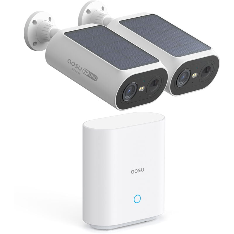foto del prodotto telecamere di sicurezza solari wireless all aperto, installazione fai da te 2 minuti, senza abbonamento per sistema di sicurezza domestica,