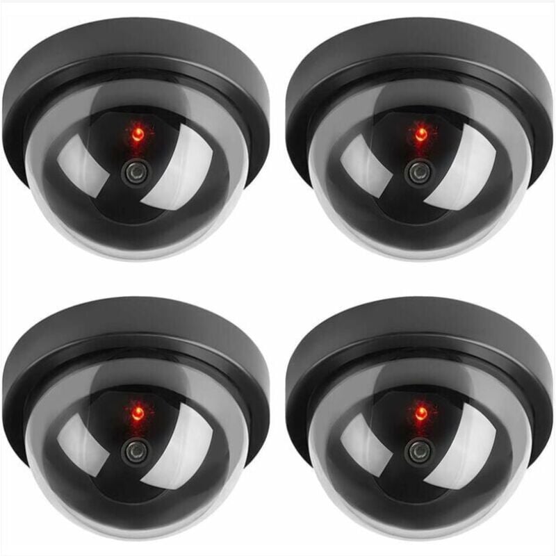 foto del prodotto telecamere fittizie, telecamera dome cctv di sicurezza finta con luce lampeggiante a led per negozi aziendali, casa, uso interno ed esterno