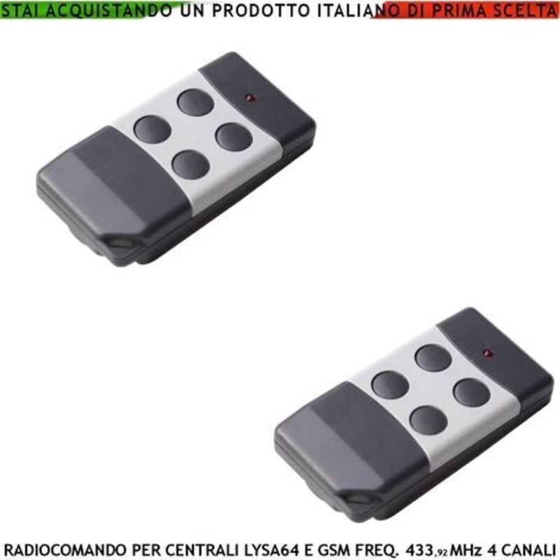 foto del prodotto telecomando 4 canali frequenza 433,92 mhz per inserimento e disinserimento totale e parziale come giorno notte x sistema antifurto lysa64 e lysa gsm sydra rolling code anticollisione antiannebbiamento