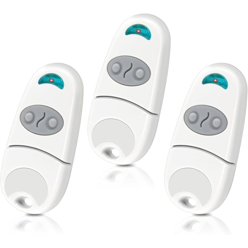 foto del prodotto telecomando per cancello, telecomando per porta garage, confezione da 3, telecomando a 2 canali, frequenza 433,92 mhz, compatibile con telecomandi