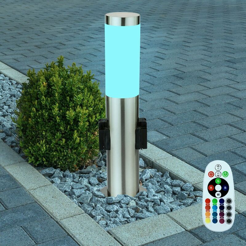foto del prodotto telecomando per distributore di alimentazione per faretti da esterno per esterni con luce in un set che include lampadine a led rgb