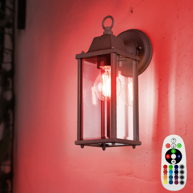 foto del prodotto telecomando per lanterna da parete faretti alu luce da giardino lampada da terrazza con griglia dimmerabile in un set di lampadine led rgb