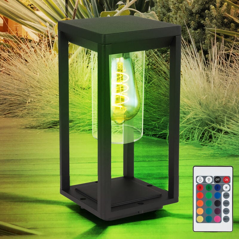 foto del prodotto telecomando per luce base da giardino decorazione da giardino nera lampada da esterno in piedi dimmerabile angolare in un set che include lampadine a
