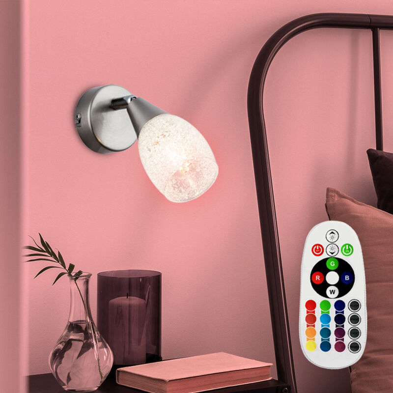 foto del prodotto telecomando soggiorno lampada da parete in vetro, dimmerabile, orientabile nel set di lampadine led rgb