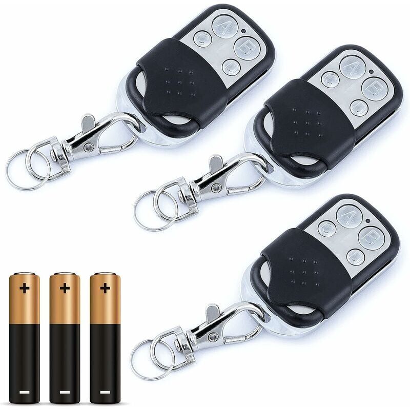 foto del prodotto telecomando universale per cancello frequenza 433,92 mhz programmabile per cancello automatico ampio raggio batteria 12v inclusa set da 3
