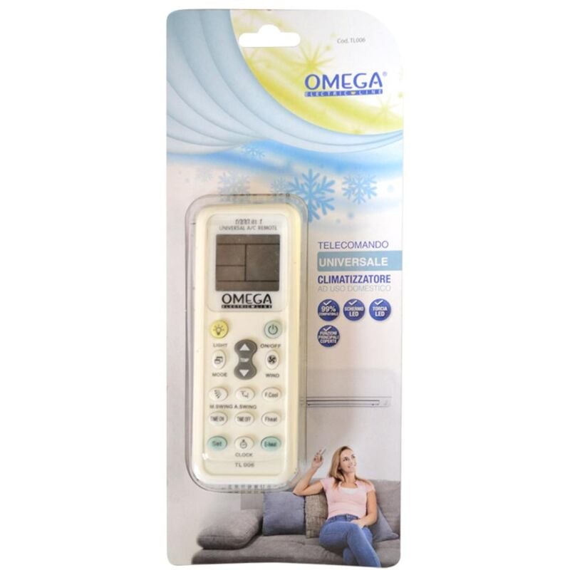 foto del prodotto telecomando universale per condizionatori, schermo lcd, orologio integrato, 2 anni