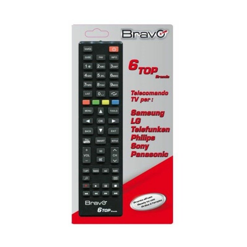 foto del prodotto telecomando universale per tv televisore mod 6 top brands nero tasti tivu 