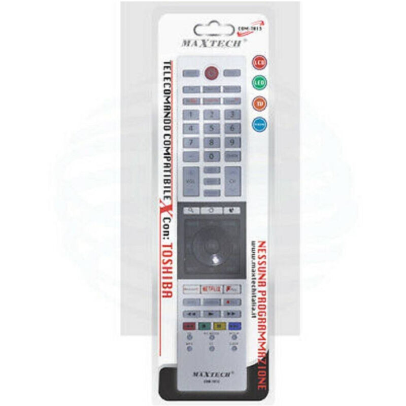 foto del prodotto telecomando universale tv compatibile toshiba smart tv lcd led netflix com t013 maxtech