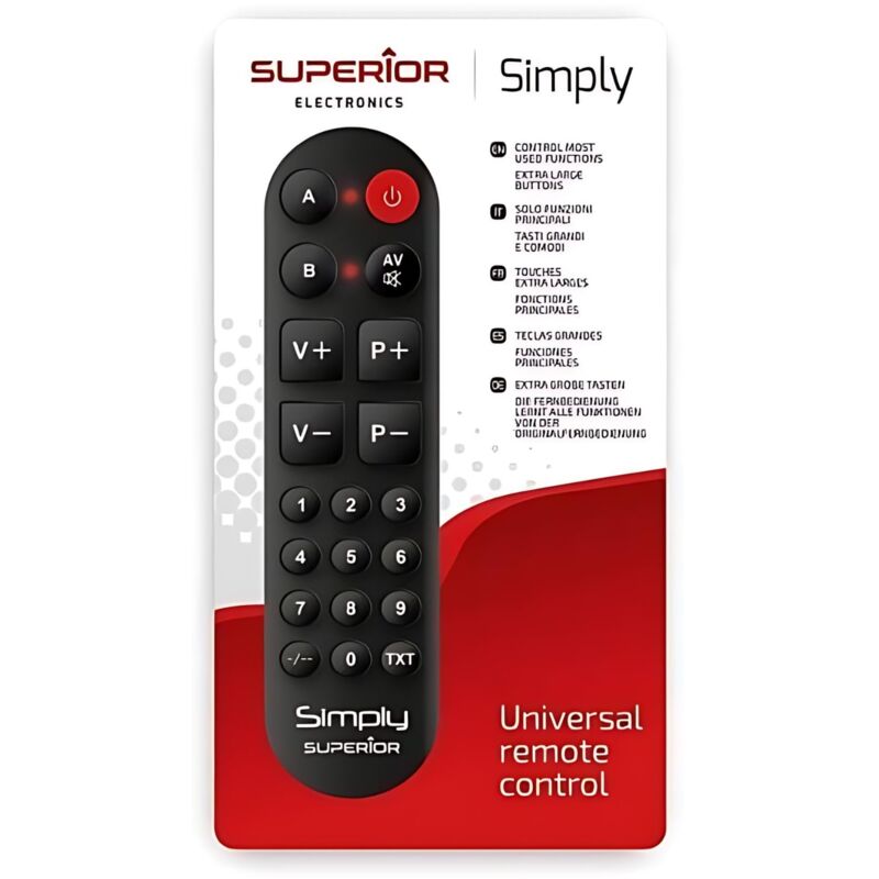 foto del prodotto telecomando universale tv superior simply numeric 17x4.8x1.5cm nero suptlb002