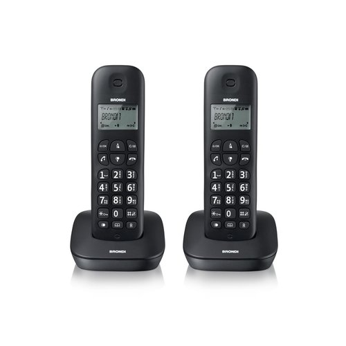 foto del prodotto telefono cordless brondi gala twin 10273810 nero dect display alfanum. id chiamate
