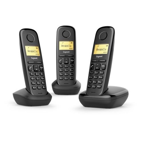 foto del prodotto telefono cordless gigaset a170 trio l36852h2802k111 black dect displ. alfanum. monoc., id chiamate, 10 suonerie, rubrica 50 nomi