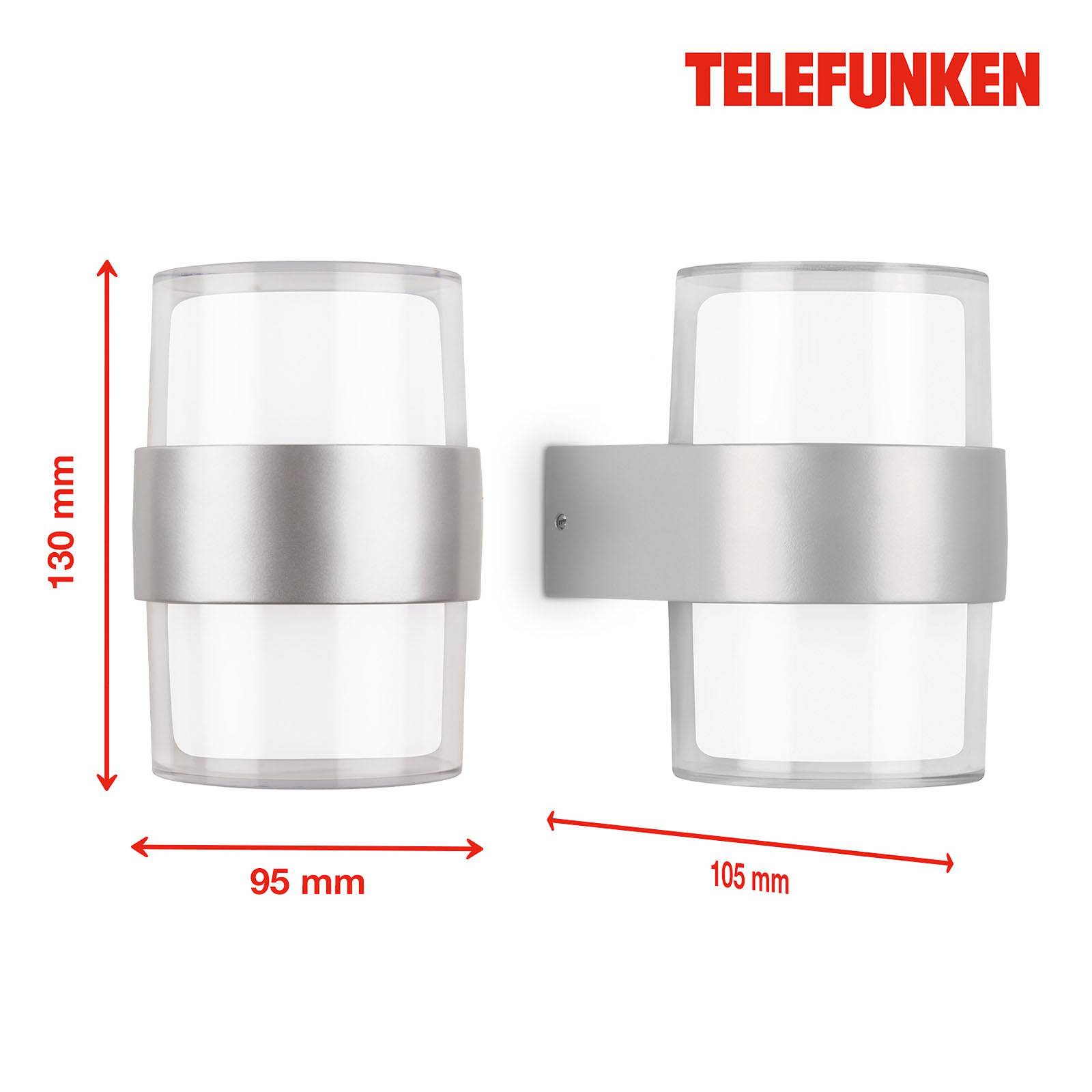 foto del prodotto telefunken cludu applique led da esterni, argento