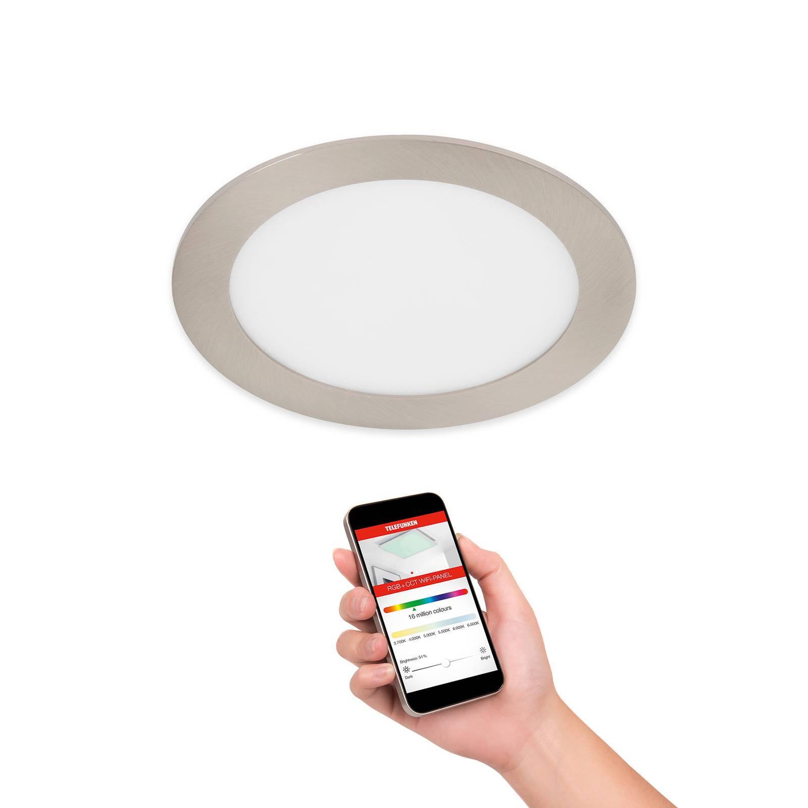 foto del prodotto telefunken virgo luci da incasso a led, rgbw, nichel, 17 cm