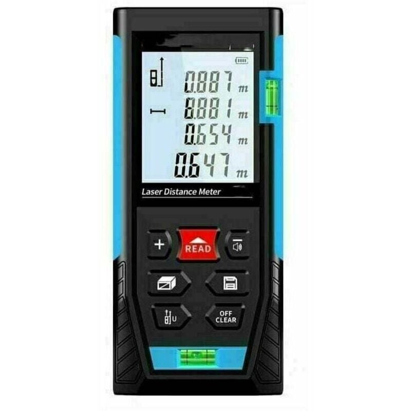foto del prodotto telemetro laser da 50 m, misuratore laser, calcola la distanza e il volume della superficie, funzione pitagorica, memorizza 99 dati, funzione