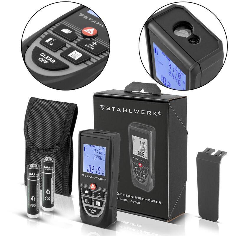 foto del prodotto telemetro laser stahlwerk le 80 st fino a 80 m con display lcd illuminato