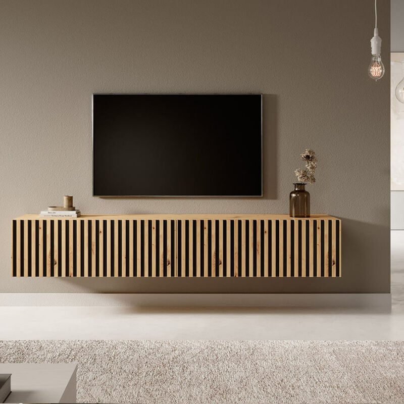 foto del prodotto telire mobile tv 175 cm colore corpo rovere artisan, colore frontale rovere artisan nero selsey