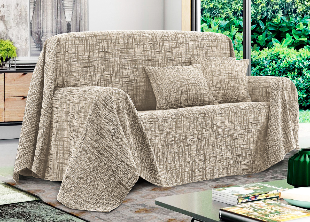 foto del prodotto telo arredo copridivano multiuso copritutto misto cotone modello multirighe 180x260 corda